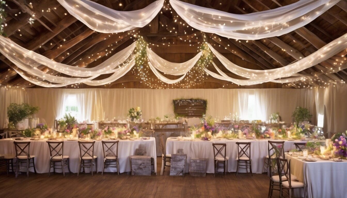 découvrez nos astuces et conseils pour réussir la décoration du plafond lors d'un mariage champêtre. transformez votre lieu de réception en un espace idyllique avec des éléments naturels, des guirlandes lumineuses et des touches florales. faites de votre jour spécial un moment inoubliable !